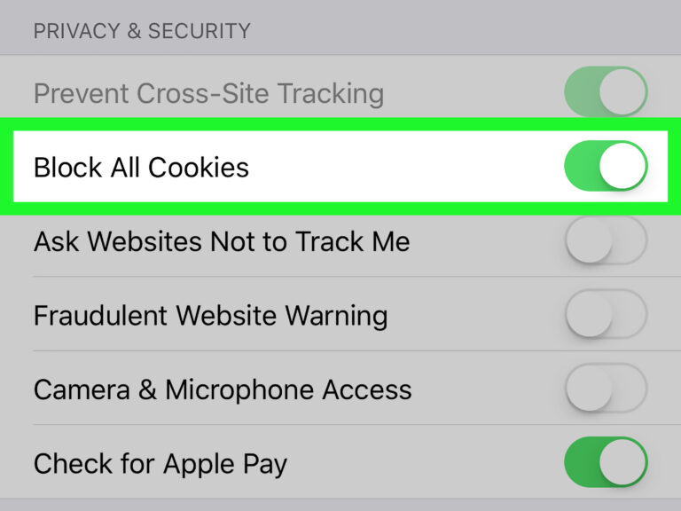 Как включить файлы cookie в Safari
